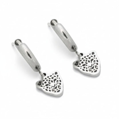 Stalen Oorringen met Leopard Bedel 10mm - Trendy Oorbellen - Aramat Jewels - Oorringen - cadeautip