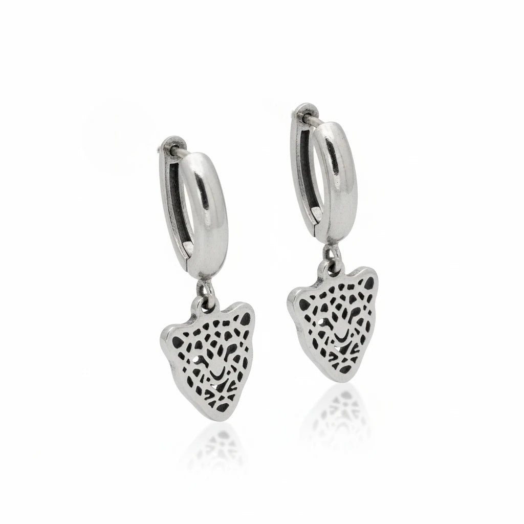Stalen Oorringen met Leopard Bedel 10mm - Trendy Oorbellen - Aramat Jewels - Oorringen - cadeautip