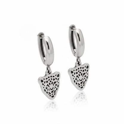 Stalen Oorringen met Leopard Bedel 10mm - Trendy Oorbellen - Aramat Jewels - Oorringen - cadeautip