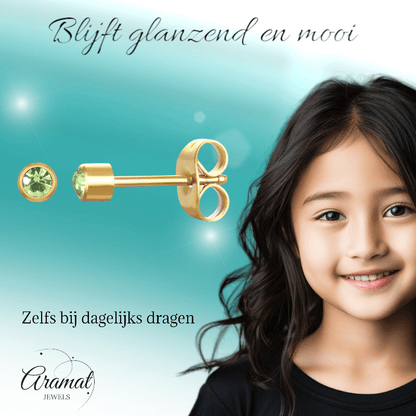 Stalen Oorstekers 3mm - Lichtgroen Kristal - oor575 - XE38687 - Oorbellen kopen# - 3mm - alles - cadeau
