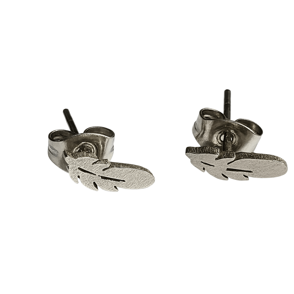 Stalen Oorstekers Veertjes Zilverkleur – 9x3mm - Aramat Jewels - Oorbellen - cadeautip
