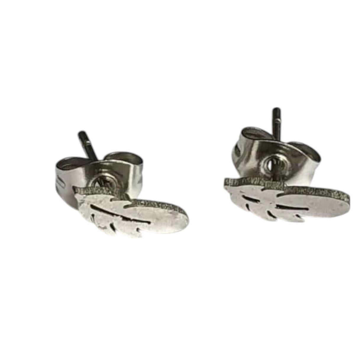 Stalen Oorstekers Veertjes Zilverkleur – 9x3mm - Aramat Jewels - Oorbellen - cadeautip