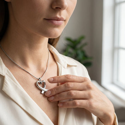 Stalen open hart ashanger – gedenksieraad - Aramat Jewels - Gedenkhangers - cadeautip