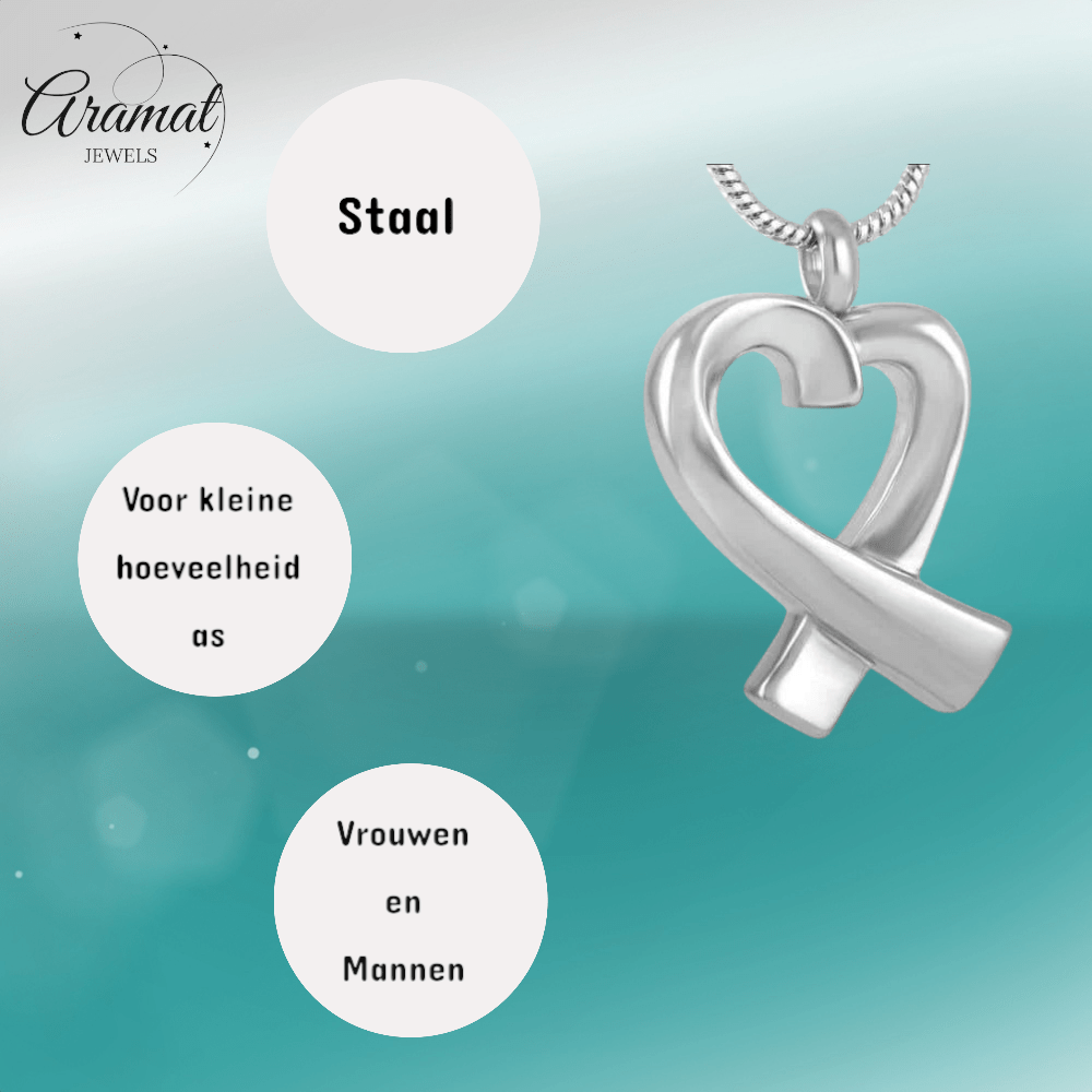 Stalen open hart ashanger – gedenksieraad - Aramat Jewels - Gedenkhangers - cadeautip