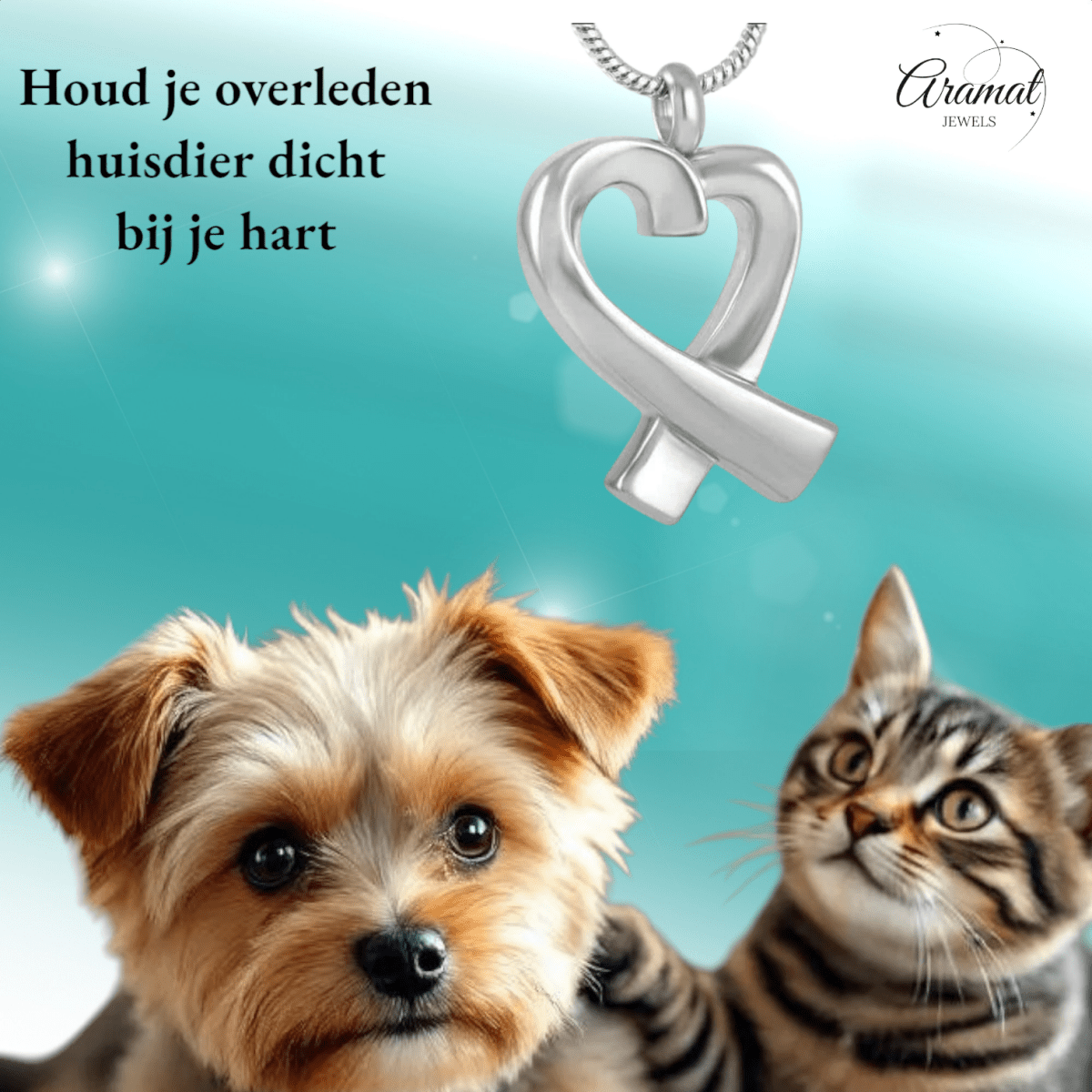 Stalen open hart ashanger – gedenksieraad - Aramat Jewels - Gedenkhangers - cadeautip