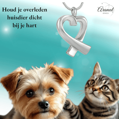 Stalen open hart ashanger – gedenksieraad - Aramat Jewels - Gedenkhangers - cadeautip