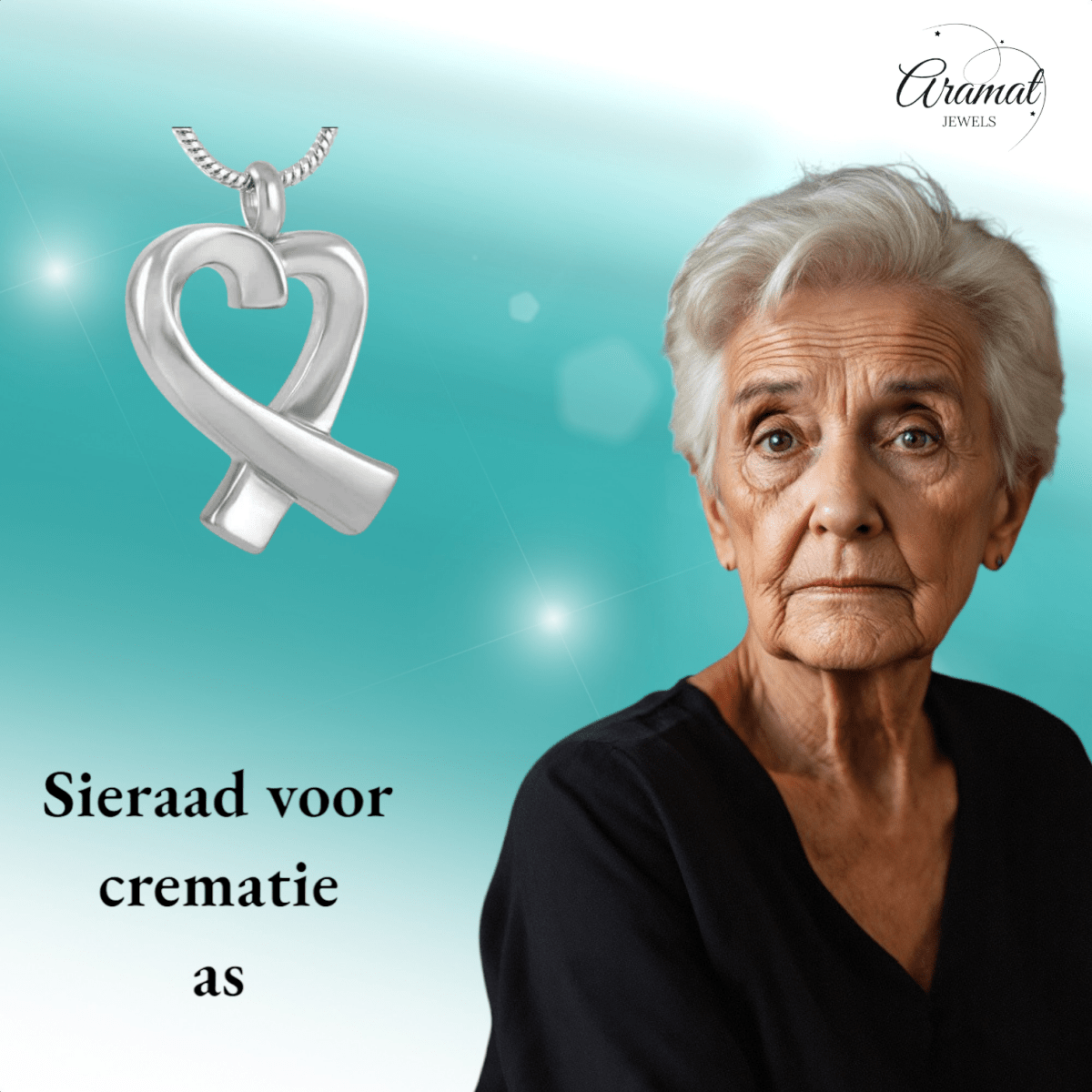 Stalen open hart ashanger – gedenksieraad - Aramat Jewels - Gedenkhangers - cadeautip