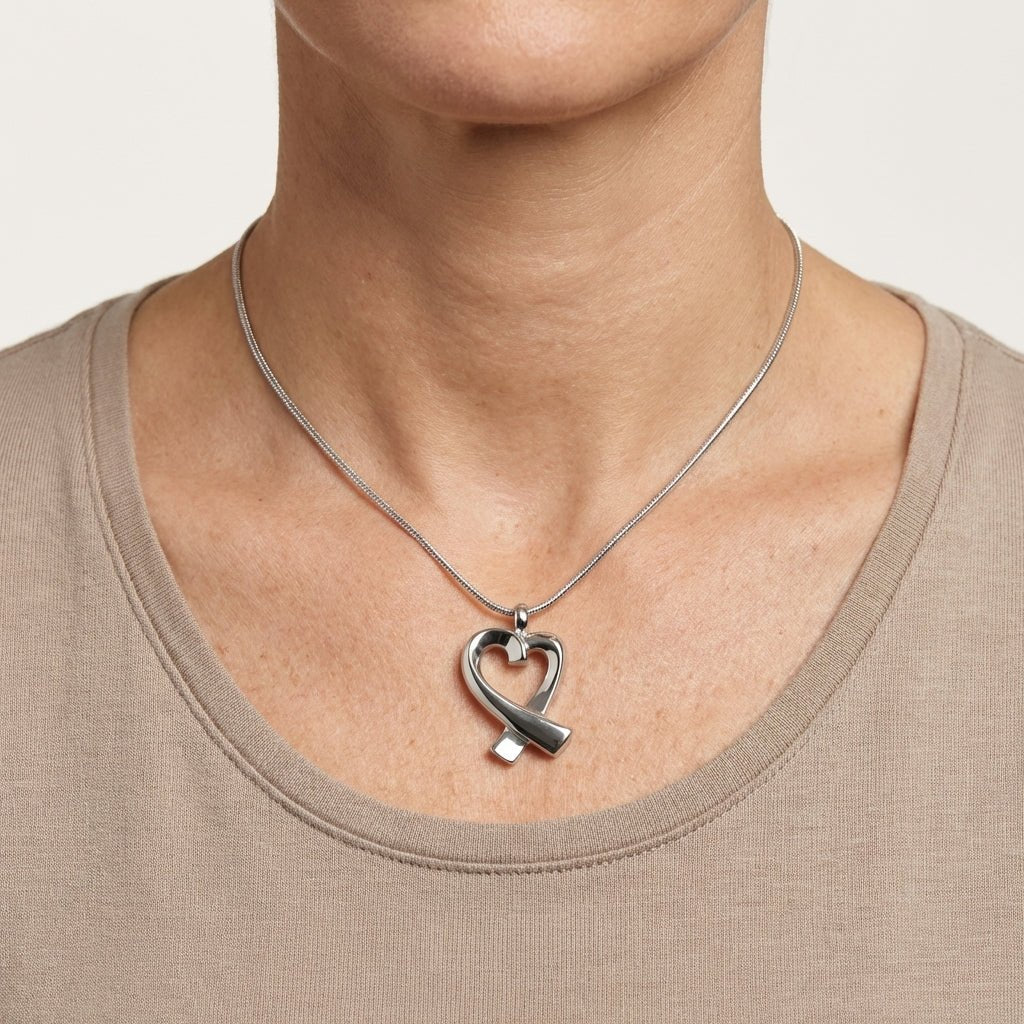 Stalen open hart ashanger – gedenksieraad - Aramat Jewels - Gedenkhangers - cadeautip