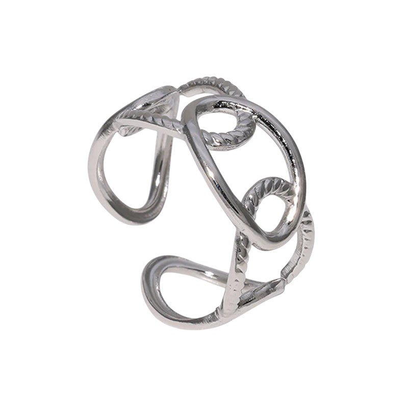 Stalen Schakelring - Verstelbaar - Stainless Steel - 10mm - ring357 - 161833 - Ringen kopen# - Zilverkleur - alles - boho