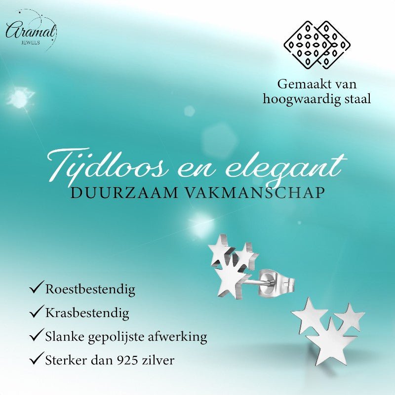 Stalen Sterren Oorbellen - Zwart of Zilverkleurig RVS - oor624 - XE45076 - Oorbellen kopen