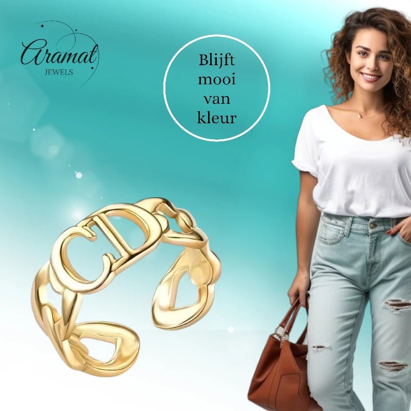 Stalen Verstelbare Open Ring - CD & Schakels - One Size - ring258 - 2983 - Ringen kopen