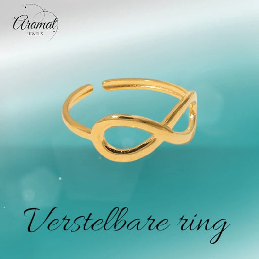 Stalen Verstelbare Open Ring - Infinity Symbool - One Size - ring265 - 161011 - Ringen kopen