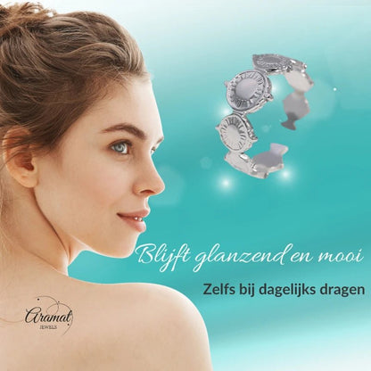 Stalen Verstelbare Ring - Bewerkte Cirkels - One Size - ring245 - 161624 - Ringen kopen