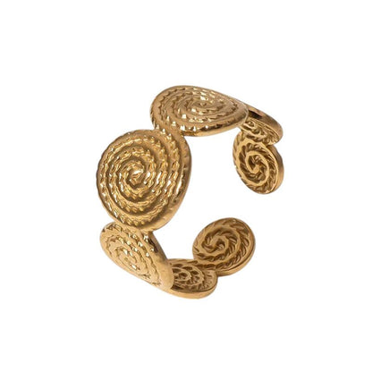 Stalen Verstelbare Ring - Gedraaide Cirkels - One Size - ring242 - 160828 - Ringen kopen