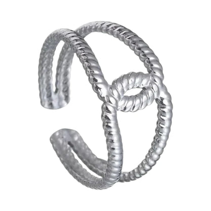 Stalen verstelbare ring - knoop met motief - ring233 - tm - ZN085 - Ringen kopen# - Goudkleur - alles - bali