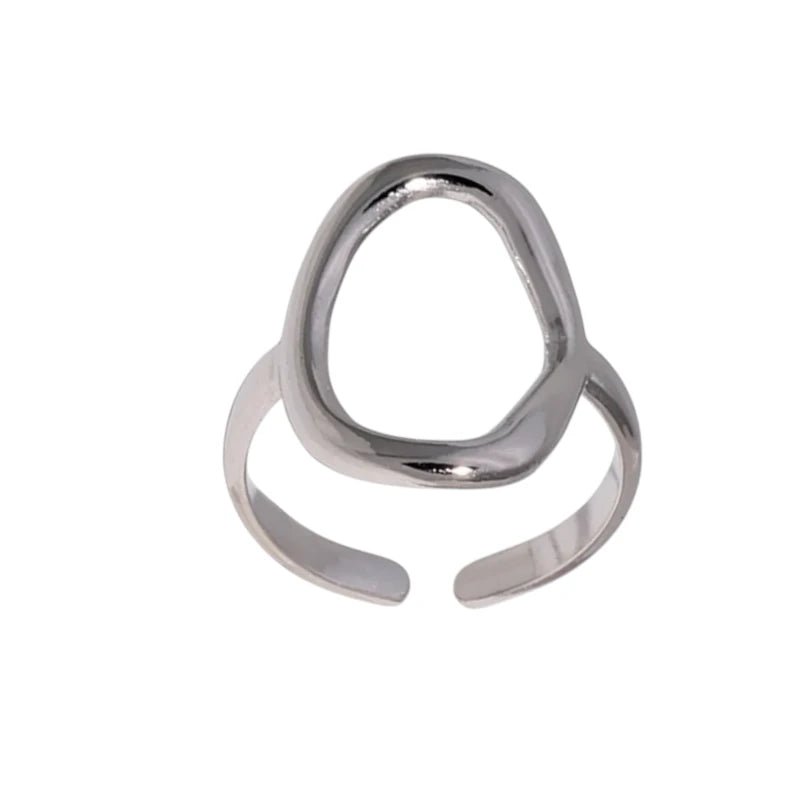 Stalen Verstelbare Ring - Ovale Cirkel - One Size - ring239 - 73892 - Ringen kopen