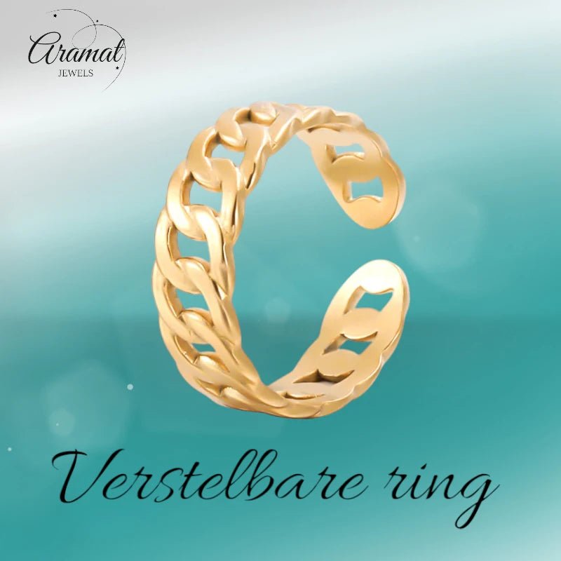 Stalen Verstelbare Schakel Ring - One Size - RVS - ring249 - 161114 - Ringen kopen