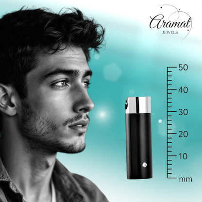 Ashanger buis zilver-zwart met zirkonia RVS