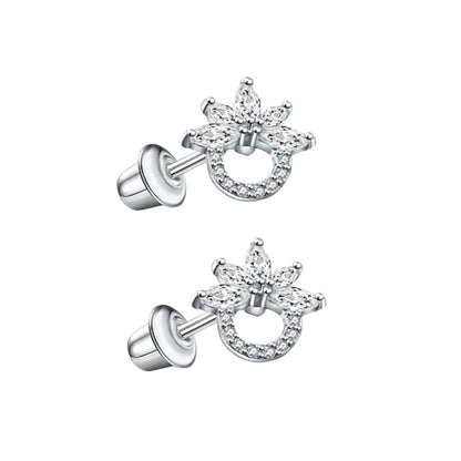 Stalen zirkonia Oorbellen 10mm - schroefsluiting - oor6276 - 72445 - Oorbellen kopen# - 10mm - alles - bloem