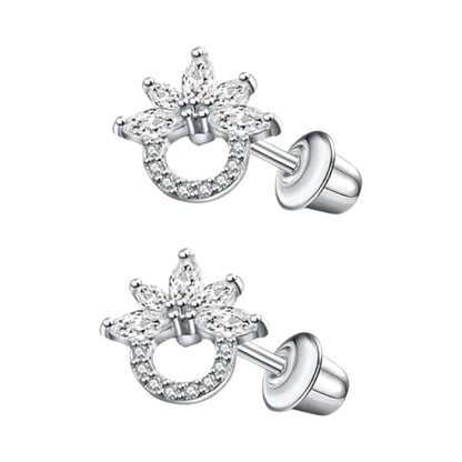 Stalen zirkonia Oorbellen 10mm - schroefsluiting - oor6276 - 72445 - Oorbellen kopen# - 10mm - alles - bloem