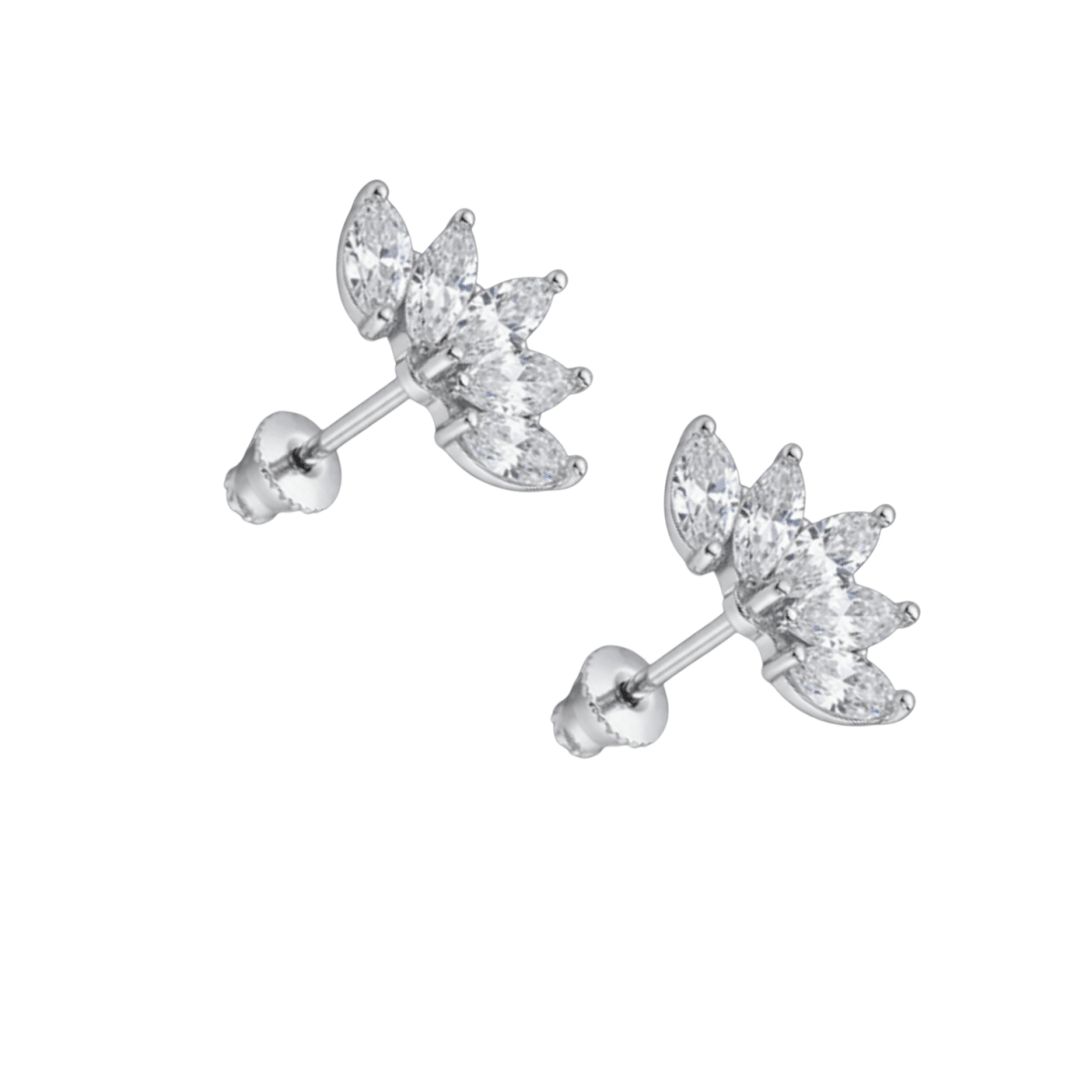 Stalen Zirkonia Waaiertjes Oorbellen 10mm Schroefsluiting - Aramat Jewels - RVS Sieraden - Oorbellen - cadeautip