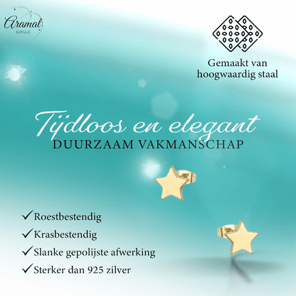 Ster oorstekers goudkleur staal – 4mm mini - Aramat Jewels - Oorbellen - cadeautip
