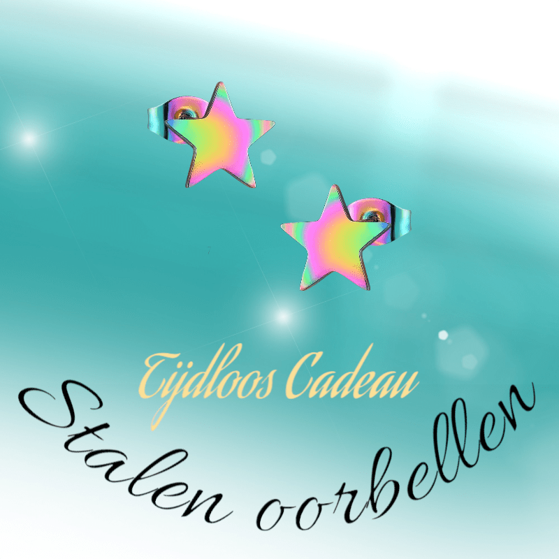 Ster oorstekers multikleur staal – 7mm compact - Aramat Jewels - Oorbellen - cadeautip