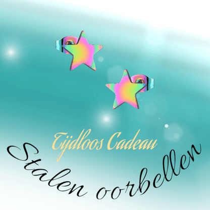 Ster oorstekers multikleur staal – 7mm compact - Aramat Jewels - Oorbellen - cadeautip