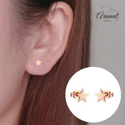 Ster oorstekers rosegoud staal – 7mm tijdloos - Aramat Jewels - Oorbellen - cadeautip