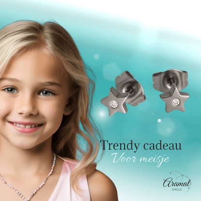 Ster oorstekers zilverkleur kristal – 6mm sprankel - Aramat Jewels - Oorbellen - cadeautip