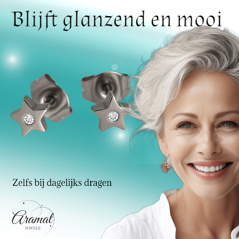Ster oorstekers zilverkleur kristal – 6mm sprankel - Aramat Jewels - Oorbellen - cadeautip