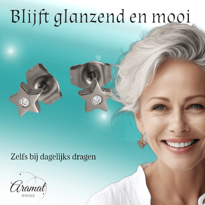 Ster oorstekers zilverkleur kristal – 6mm sprankel - Aramat Jewels - Oorbellen - cadeautip