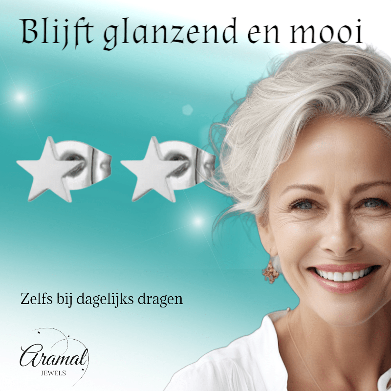 Ster oorstekers zilverkleur RVS – 6mm tijdloos - Aramat Jewels - Oorbellen - cadeautip