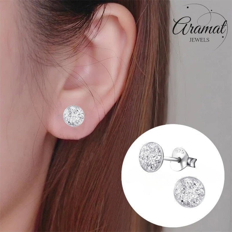 Sterling Zilveren Oorstekers Transparant Glitter 5mm - Aramat Jewels - Oorbellen - cadeautip
