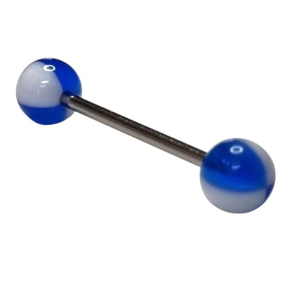 Een paar blauwe en witte ballen