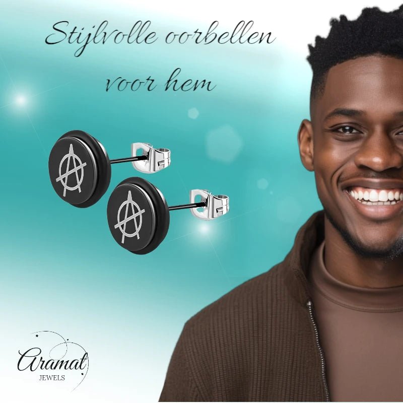 Stijlvolle Anarchie Teken Oorbellen - 8mm - oor2935 - tte597 - Oorbellen kopen# - 8mm - alles - cadeau