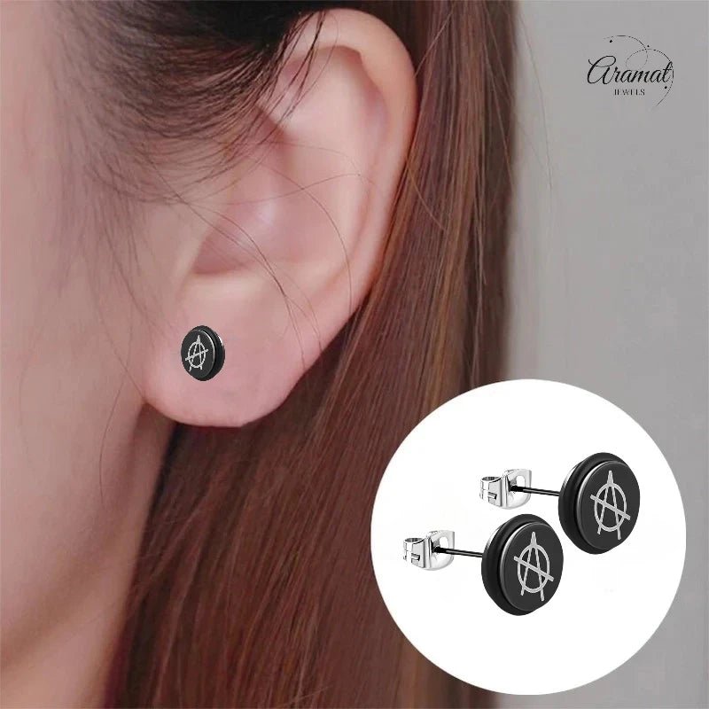 Stijlvolle Anarchie Teken Oorbellen - 8mm - oor2935 - tte597 - Oorbellen kopen# - 8mm - alles - cadeau