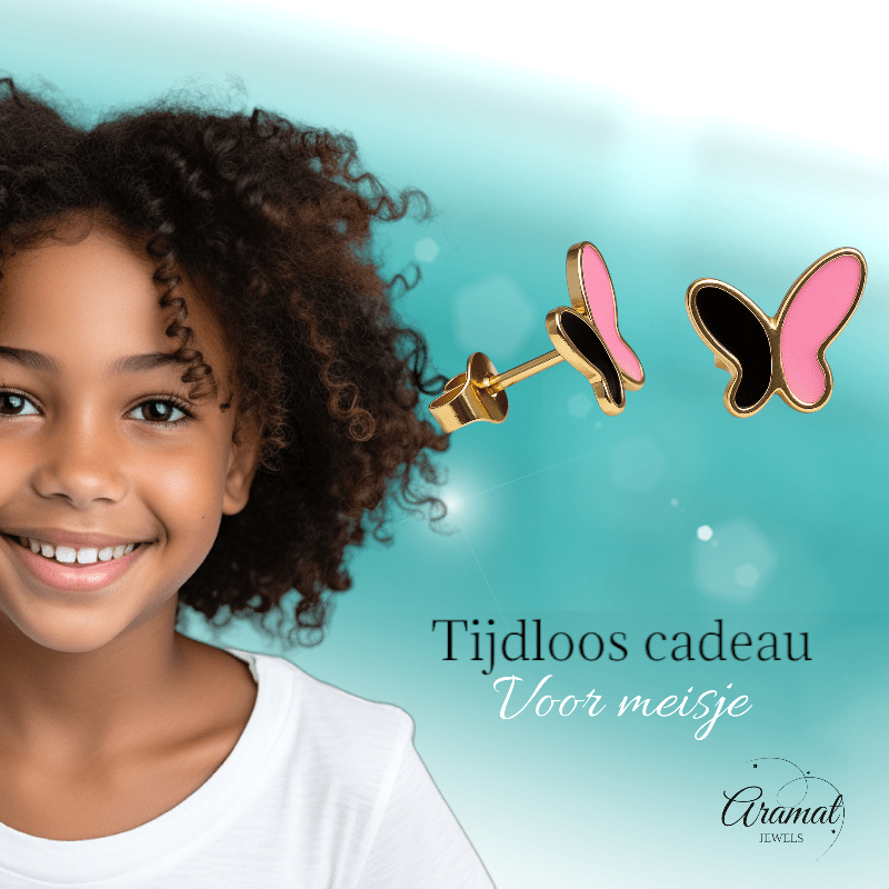 Stijlvolle Vlinder Oorbellen Van Rvs Met Emaille Afwerking - oor6071 - Oorbellen kopen# - 9mm - alles - cadeau