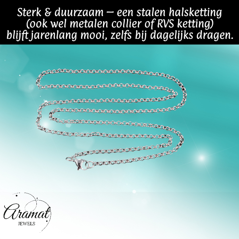 RVS Rolo Ketting Zilverkleur 50-60cm - Ronde Schakelketting