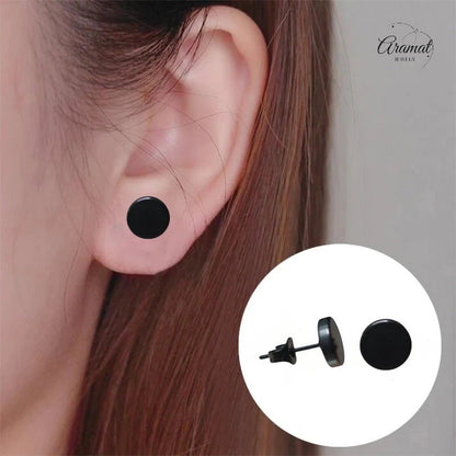 Stoere Zwarte Ronde Oorbellen - 8mm RVS - oor3156 - Oorbellen kopen# - 8mm - alles - cadeau