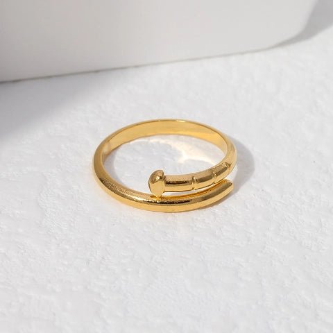 Tijdloze Open Ring met Spijker Design (RVS 4 mm) - Aramat Jewels - Ringen - cadeautip