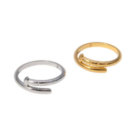 Tijdloze Open Ring met Spijker Design (RVS 4 mm) - Aramat Jewels - Ringen - cadeautip