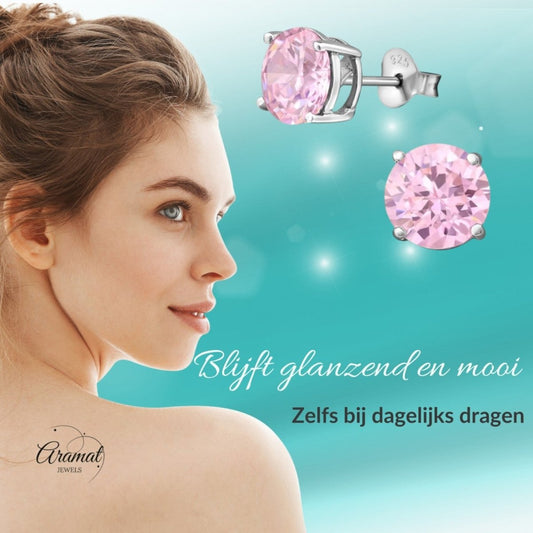 Tijdloze Ronde Oorbellen van Zilver Zirkonia - Aramat Jewels - Oorbellen - cadeautip