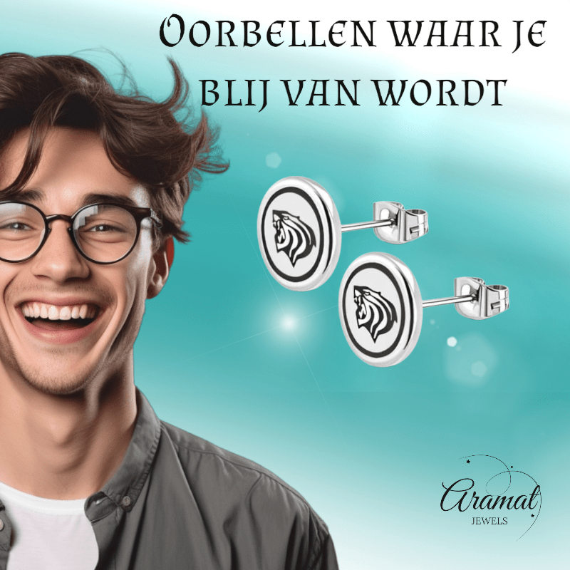 Tijger Oorbellen Zilverkleurig RVS – 8mm – Uniseks Dierenoorstekers - oor2817 - ttf020 - Oorbellen kopen# - 8mm - alles - cadeau