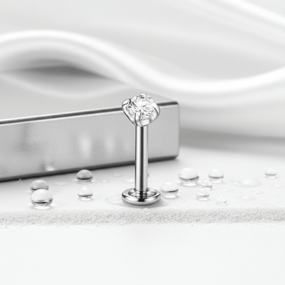 Tragus Helix Piercing – Zilverkleur – AB Zirkonia (4mm) - Aramat Jewels - Piercings - cadeautip
