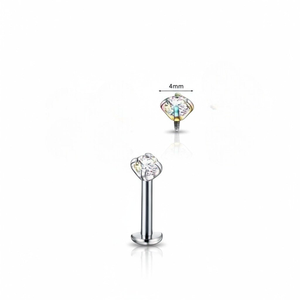 Tragus Helix Piercing – Zilverkleur – AB Zirkonia (4mm) - Aramat Jewels - Piercings - cadeautip