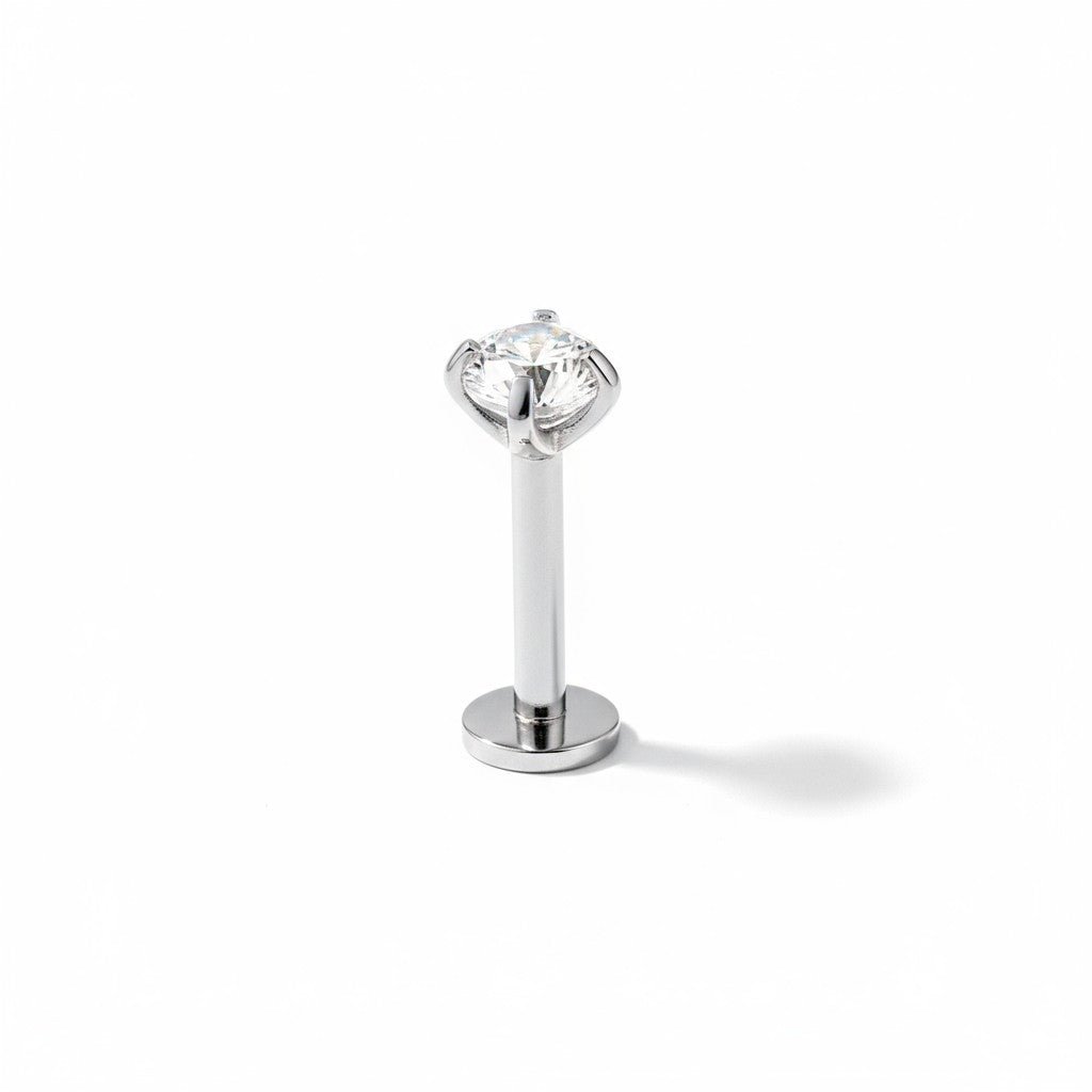 Tragus Helix Piercing – Zilverkleur – Transparant Zirkonia (4mm) - Aramat Jewels - Piercings - cadeautip