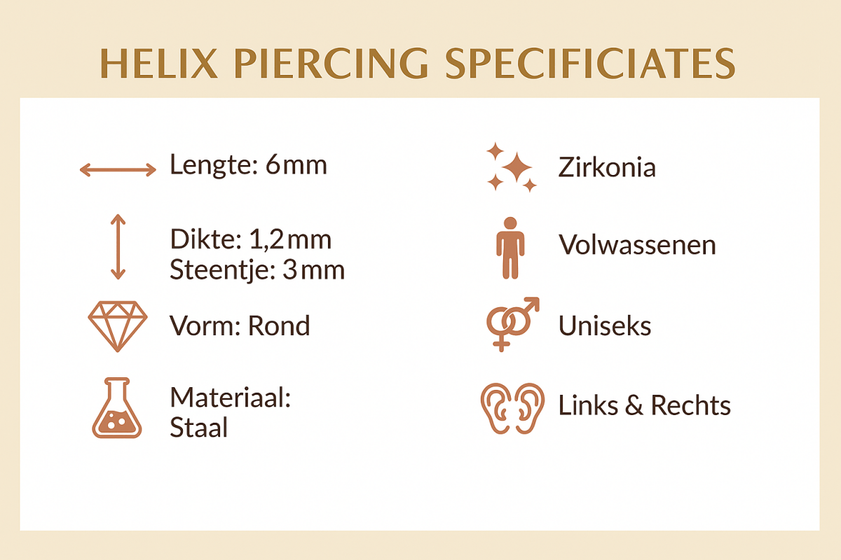 Tragus Helix Piercing – Zwart – AB Zirkonia - Aramat Jewels - Piercings - cadeautip