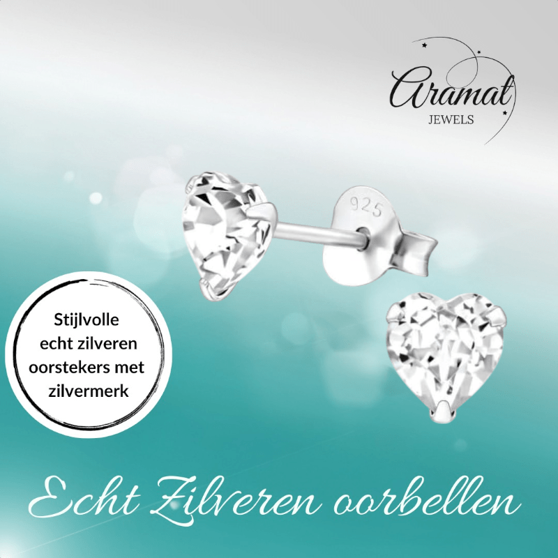 Transparante Hartjes Oorstekers 5 mm - oor1294 - 24394 - Oorbellen kopen# - 5mm - 925 Zilver - alles
