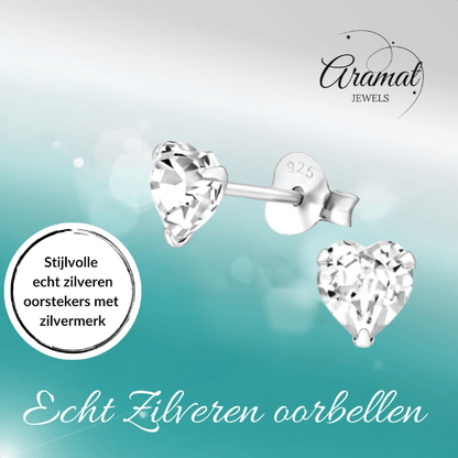 Transparante Hartjes Oorstekers 5 mm - oor1294 - 24394 - Oorbellen kopen# - 5mm - 925 Zilver - alles